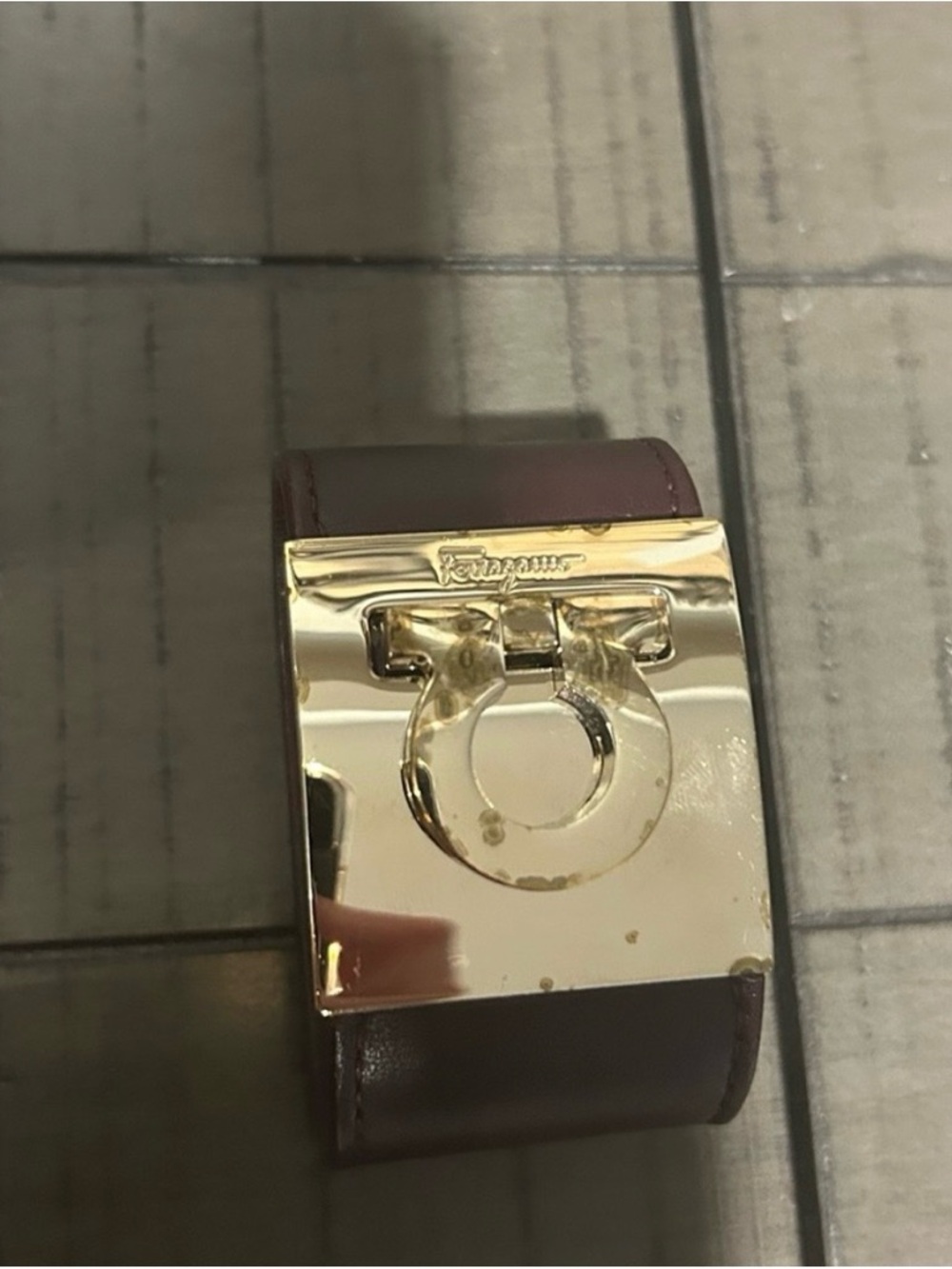 Salvatore Ferragamo purple Leather Bracelet with Gold Buckle